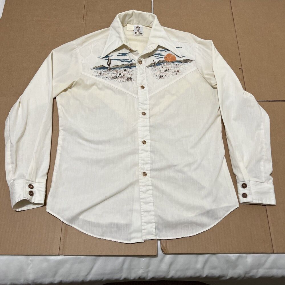 VTG Alfie California Shirt Mens XL 70s Western Southwestern Quilted Rockabilly